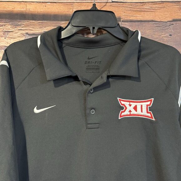 Nike Dri Fit Big XII Polo Shirt Large Grey Short Sleeve Golf Sports Embroidered - Picture 2 of 6